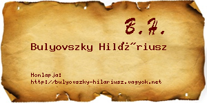 Bulyovszky Hiláriusz névjegykártya